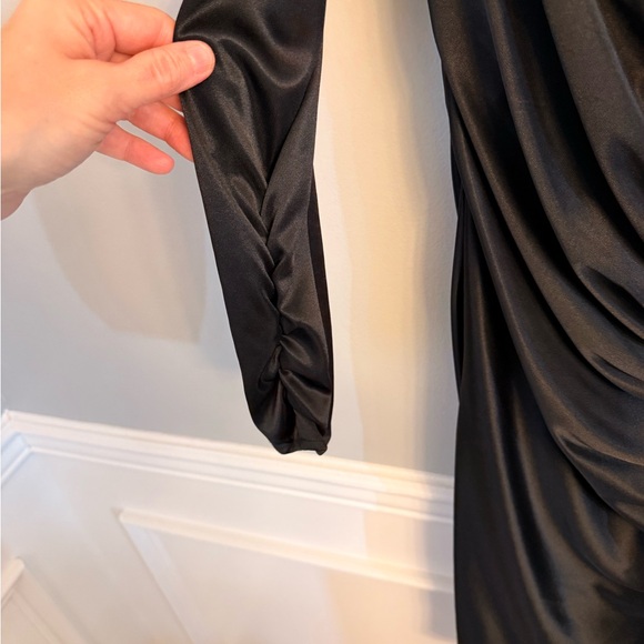 Vintage 80’s Abby Kent Black Long Sleeve Draped Dress Sz 11/12 - Picture 7 of 8